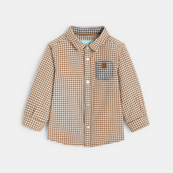 قميص توبيك ذو مربعات باللون البني للأطفال الصغار